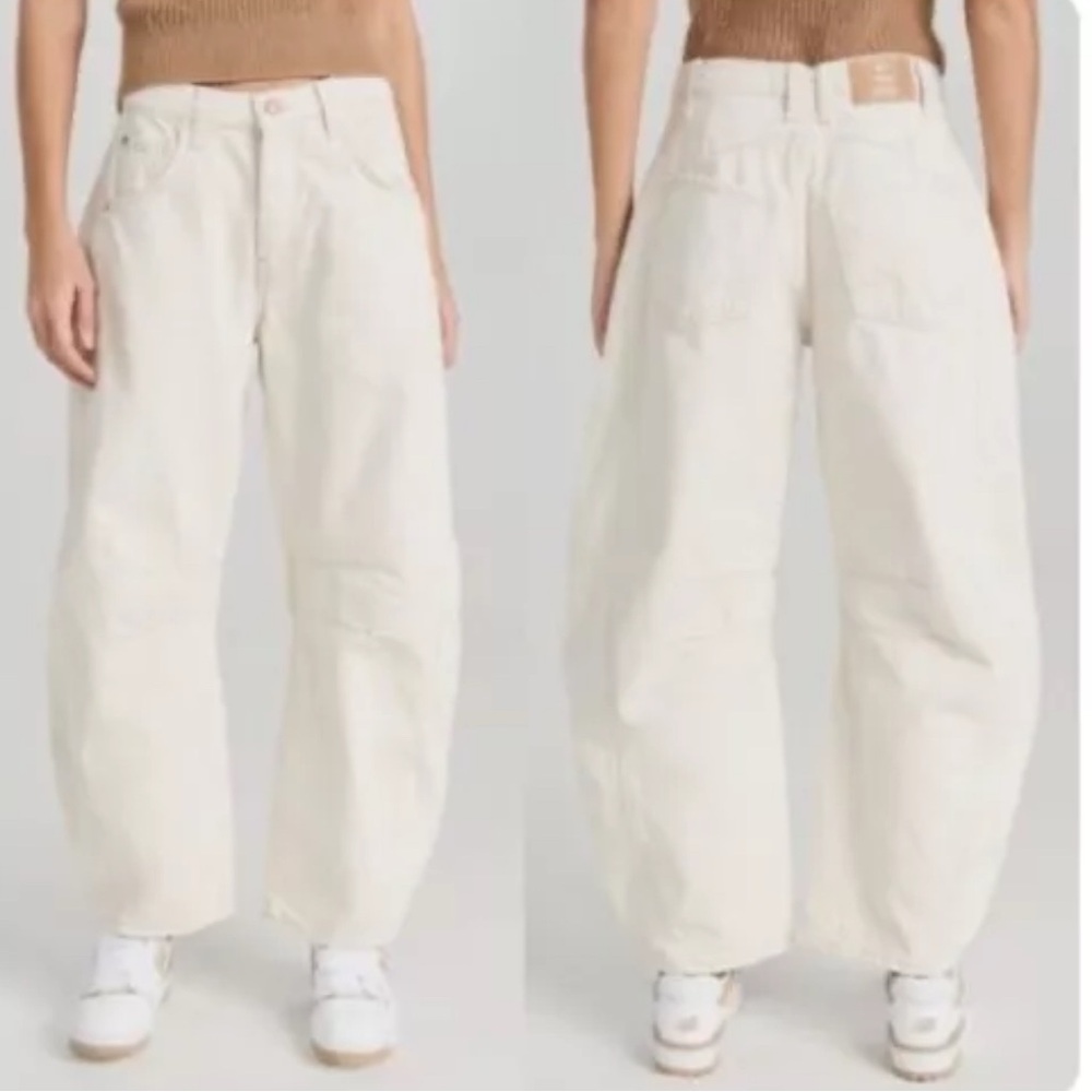 We The Free Lucky You mid-rise barrel jeans milk